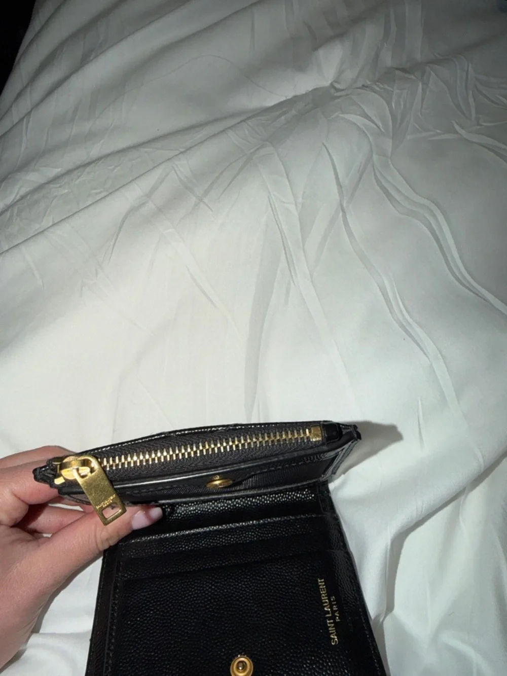 Yves Saint Laurent Black Quilted Leather Wallet with Gold YSL Logo - Picture 4 of 4